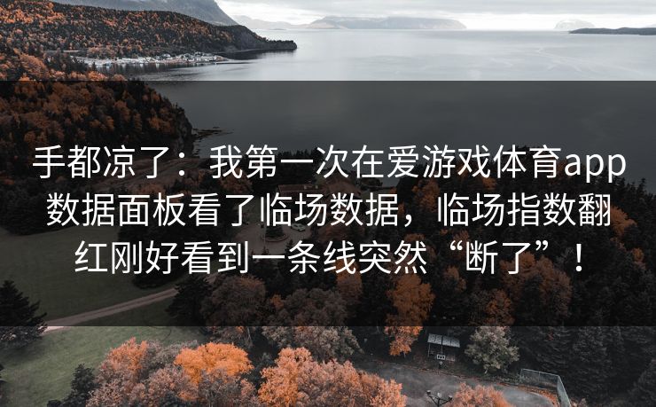 手都凉了：我第一次在爱游戏体育app数据面板看了临场数据，临场指数翻红刚好看到一条线突然“断了”！