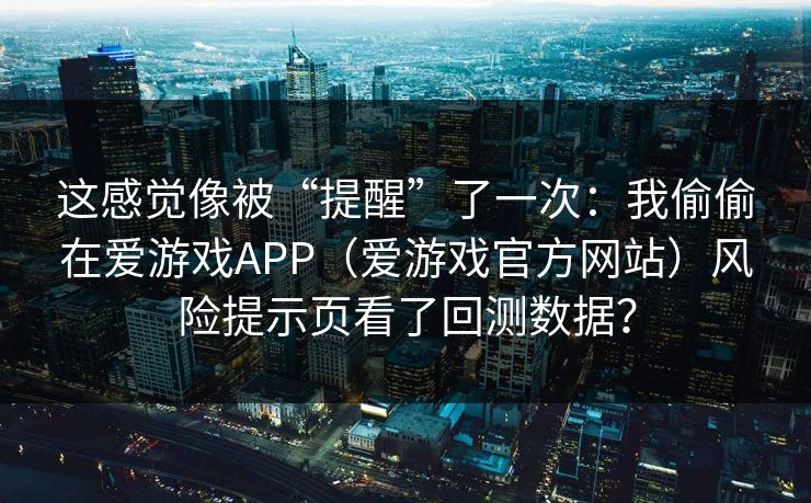 这感觉像被“提醒”了一次：我偷偷在爱游戏APP（爱游戏官方网站）风险提示页看了回测数据？