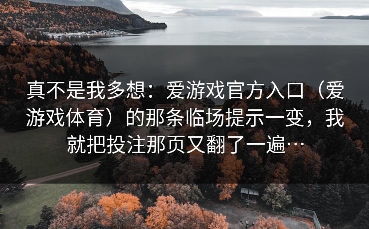 真不是我多想：爱游戏官方入口（爱游戏体育）的那条临场提示一变，我就把投注那页又翻了一遍…